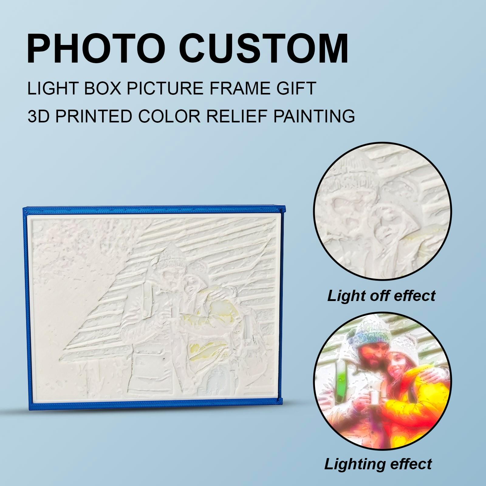 

3D Printed Photo Custom Light Box Photo Frame Gift Color Relief Painting One Size
