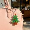 Seasonal Festive Craft Supplies Christmas Tree Keychain, Faux Crystal Beaded Xmas Pendant, Personalized Holiday Party Decor 3D Key Ring Charm