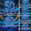 Alles Gute zum 50. Geburtstag mit Fotohintergrund zum Thema Blaue Edelsteine, Geburtstagsparty für Erwachsene, Familienfeier Dekoration Fotohintergrund