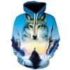 Sweat-shirt à capuche confortable et respirant, imprimé loup, européen et américain, à la mode de rue en plein air, nouvelle collection été