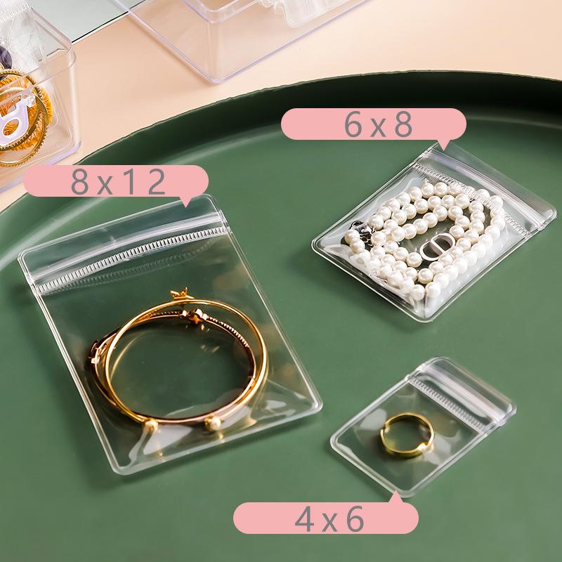 Self-Sealing Transparent PVC Jewelry Storage Bag for Earrings and Bracelets