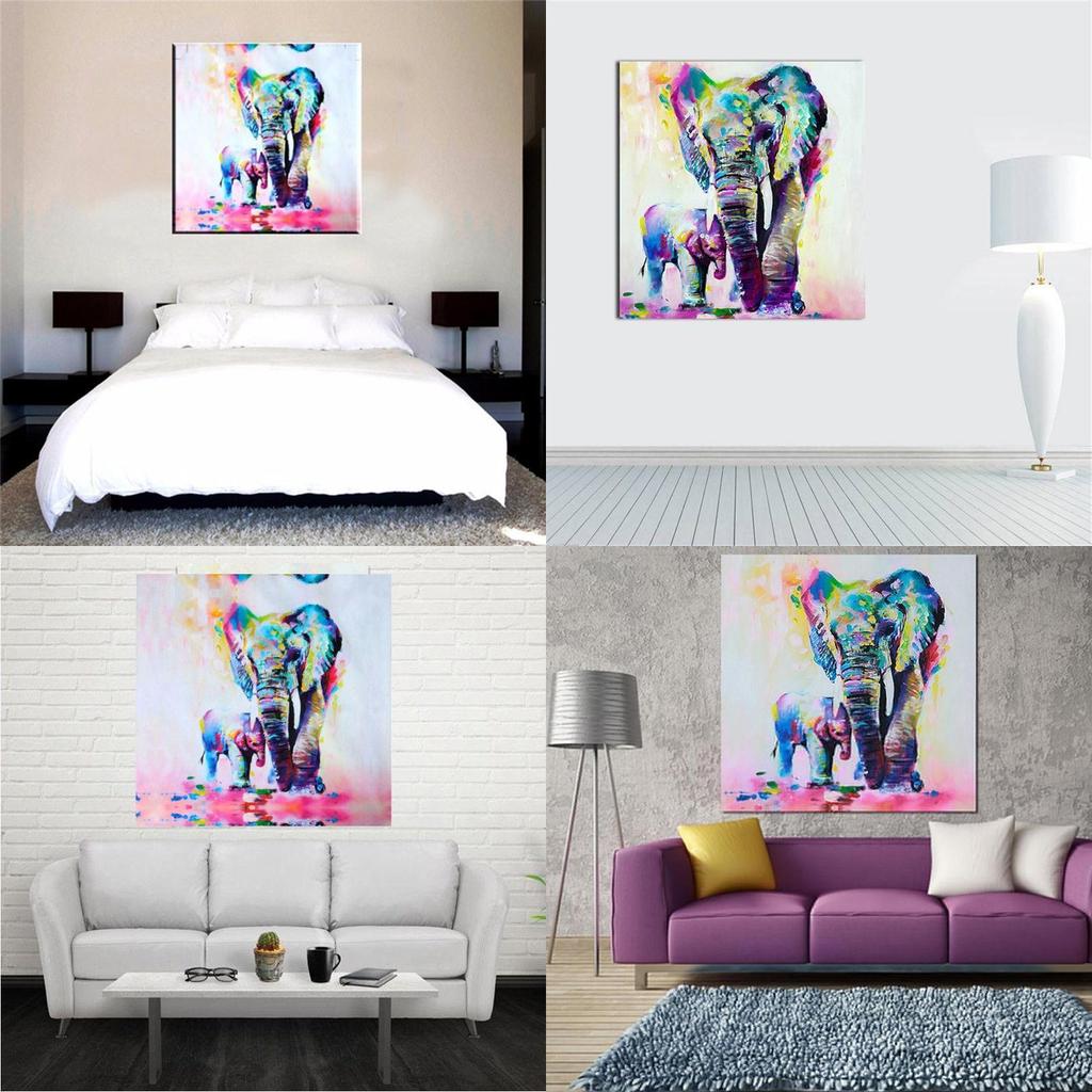 Stilvolles und zeitloses Elefanten-Ölgemälde auf Leinwand für Wandkunst