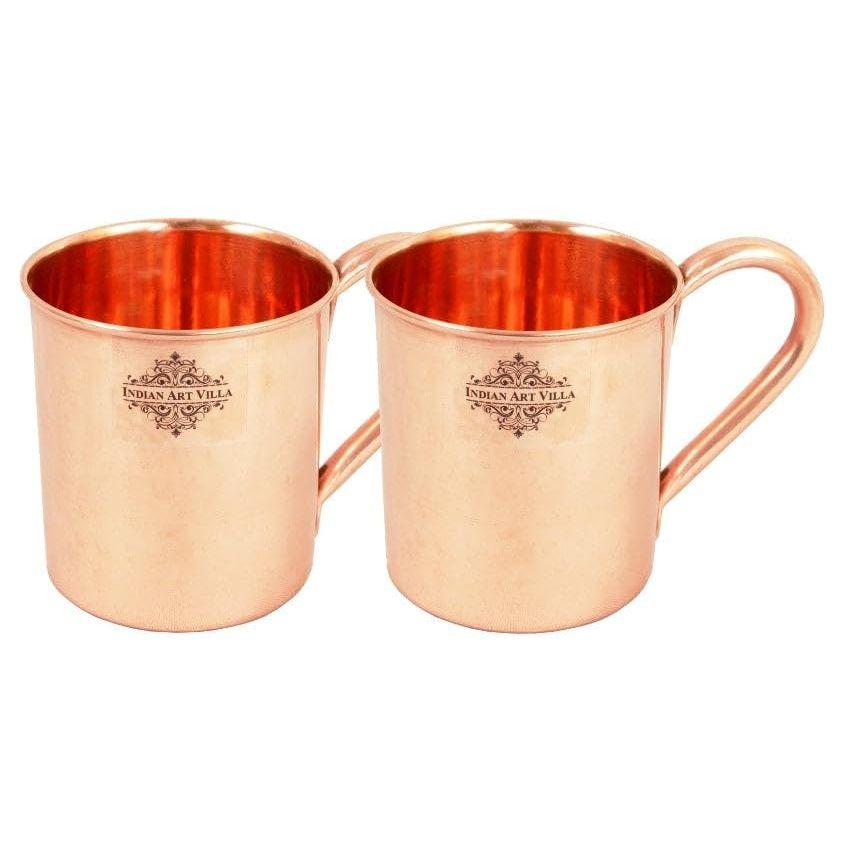 

Pure Copper Straight Shaped Shine Finish Design Moscow Mule Beer Mug Cup, Best for Beer Cocktail Parties, Barware, Volume-415ML, Set of 2