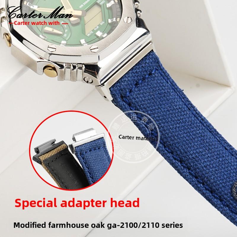 GA2100 GA2110 modified nylon watch Strap Case For Casio G-shock GA-2100 GA-2110 GM-2100 Canvas men's green Watchband metal Bezel