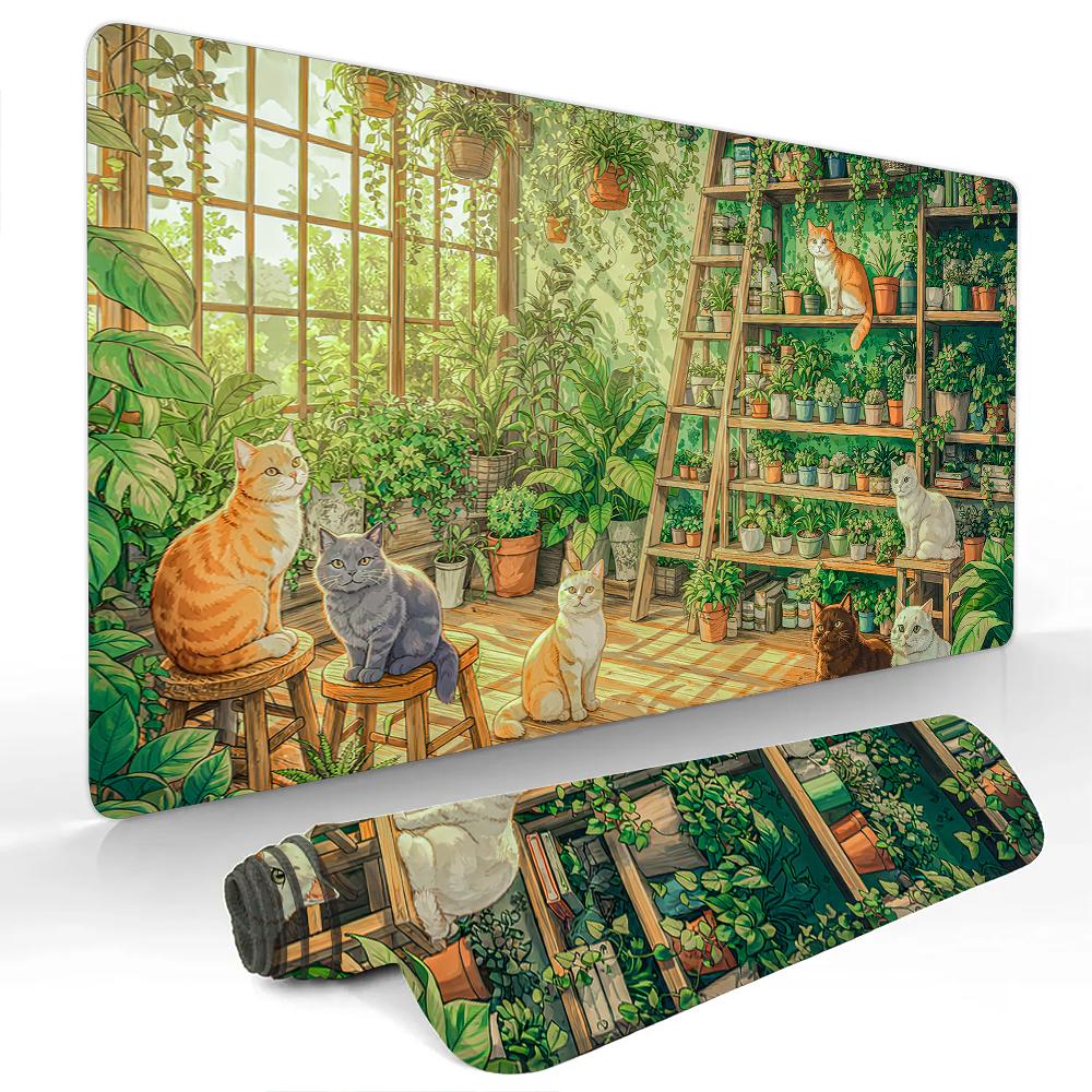 Anime Cat and Koi Fish Mouse Pad Desk Mat Large Computer Office Carpet xxl mousepad Gamer gaming pc accessories Keyboard Rug