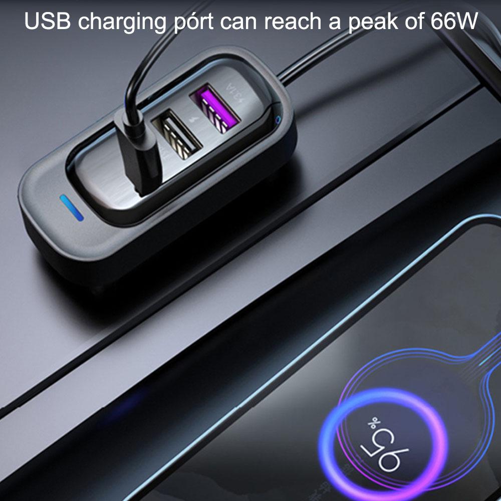 Type-C Super Fast Charging Extension 66W Multifunctional Mobile Phone Charging PD QC3.0 Car Charger Rear USB Interface