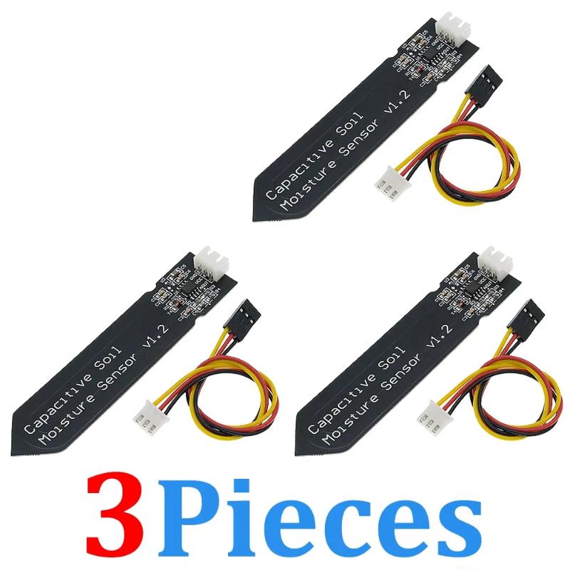 Capacitive Soil Moisture Sensor Module V1.2 3 Sets Wide Voltage Wired Analog for Greenhouse Plant Growth Detection