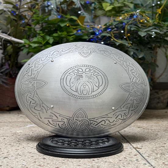 

Aluminum Round Shield Odin Norse God Shield with Sacred Symbol Bearded Viking Wall Art
