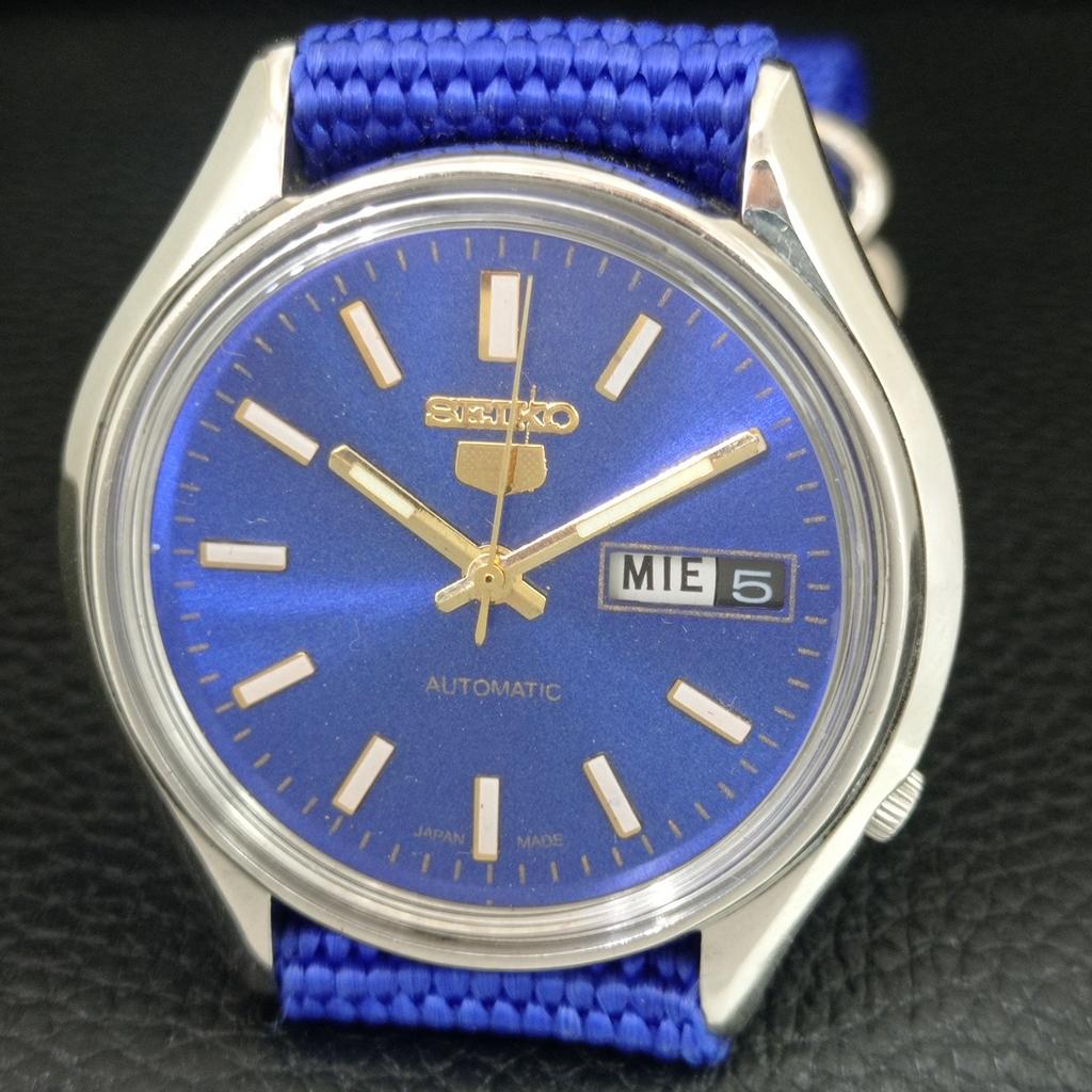 VINTAGE SEIKO 5 AUTOMATIC 6119C JAPAN MENS BLUE COLOR DIAL WATCH a709523-1