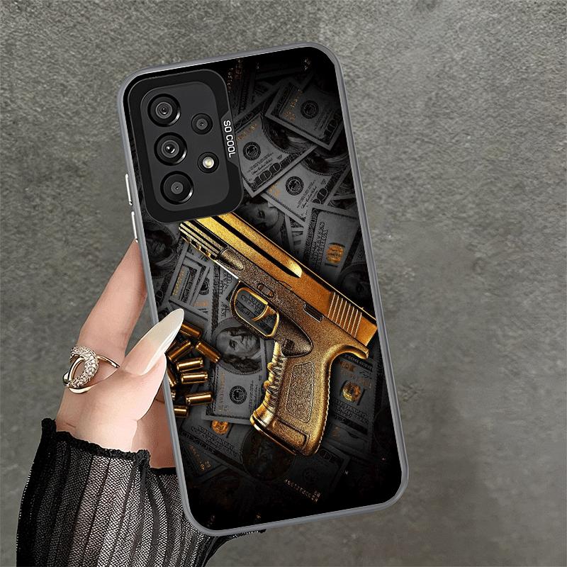 Goldene Waffenkugeln AK47 Pistole Weiche Handyhülle für Samsung A17 A16 A15 A14 A13 A57 A56 A55 A54 A53 A37 A36 A35 A34 A33 A26 A25 A2