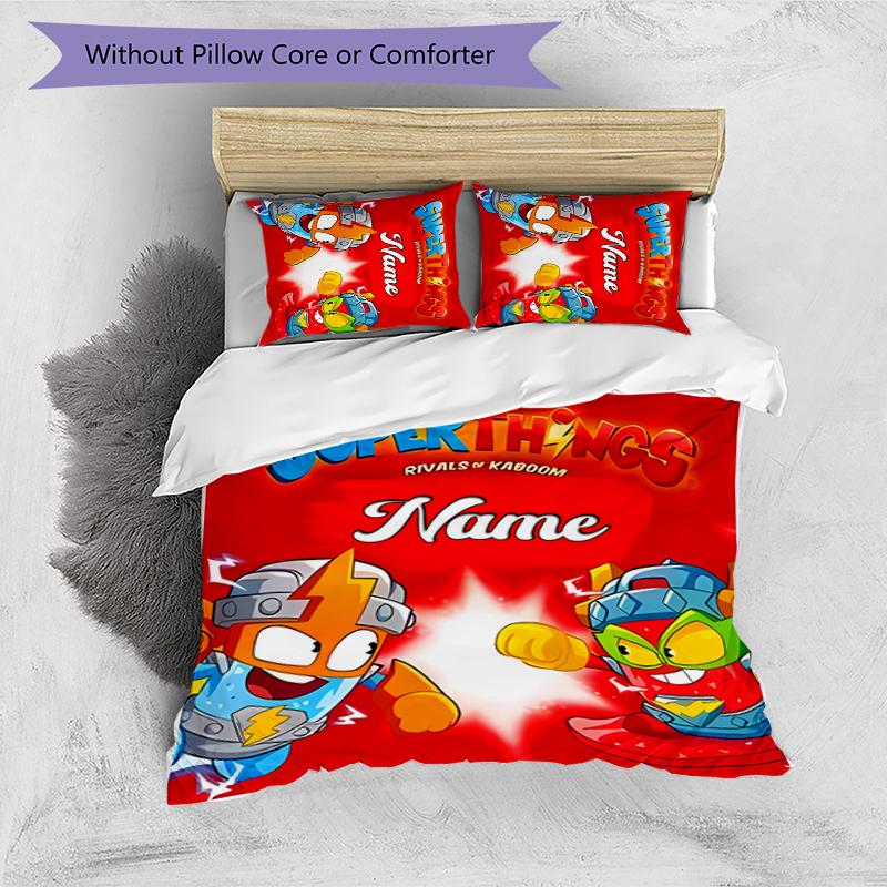 3pcs Custom Name SuperZings Bedding Set Duvet Cover Closure Includes 1 Duvet Cover & 2 Pillowcases for All Seasons Bedroom Decor