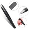 12 Pieces Stainless Steel Slant Tip Tweezers Precision Tweezers for Eyebrows (Black)