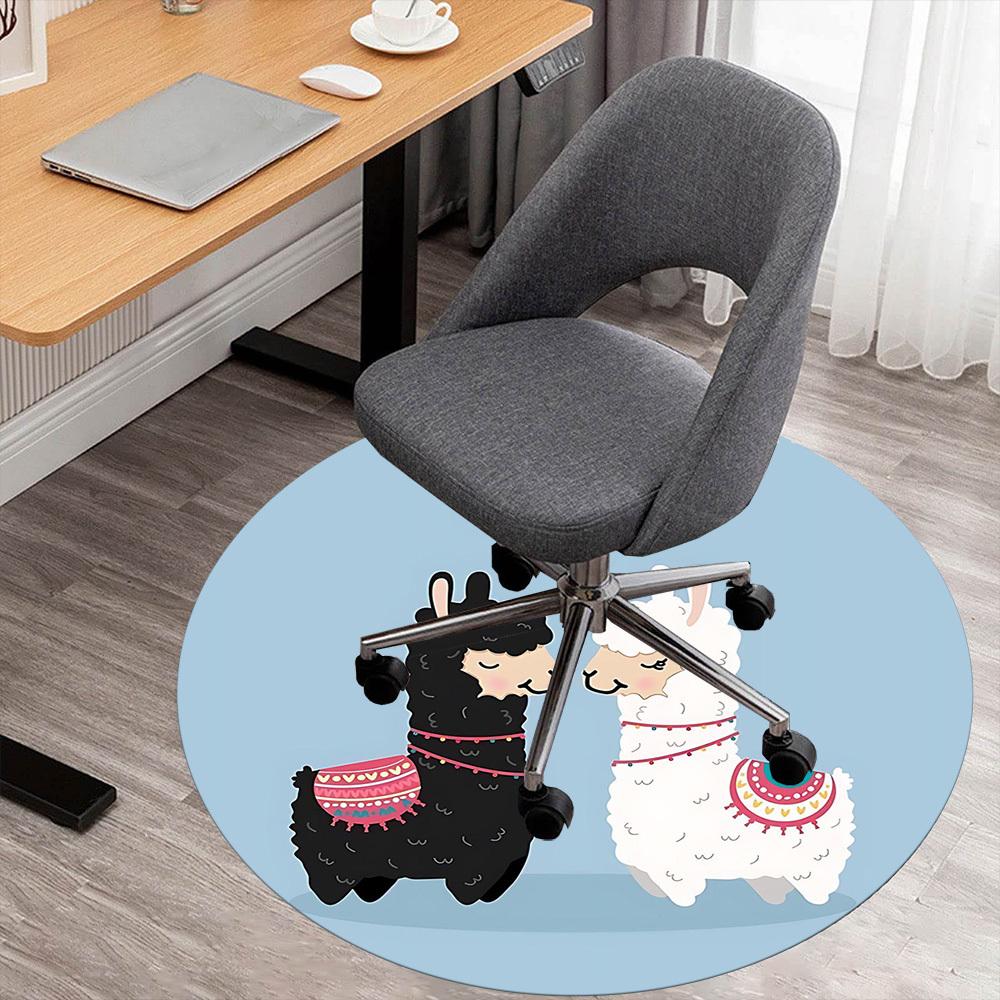 1pc llama love Round Chair mat Area Rug - Non-Slip, Floor Mat for Office, Bedroom, and Indoor Decor c1125021