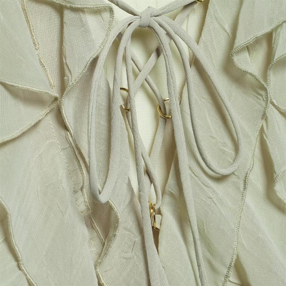 2025 Spring/Summer Women's Layered Casual Semi-Transparent Shirt Top