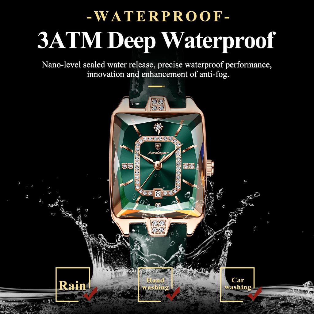 POEDAGAR Fashion New Women Clock Leather Waterproof Date Casual Woman Wristwatch Quartz Rectangle Elegant Women's Watches Reloj