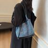 Leopard Print Tote Bag Women's Large Capacity Denim Shoulder Bag Commuter Underarm Bag
