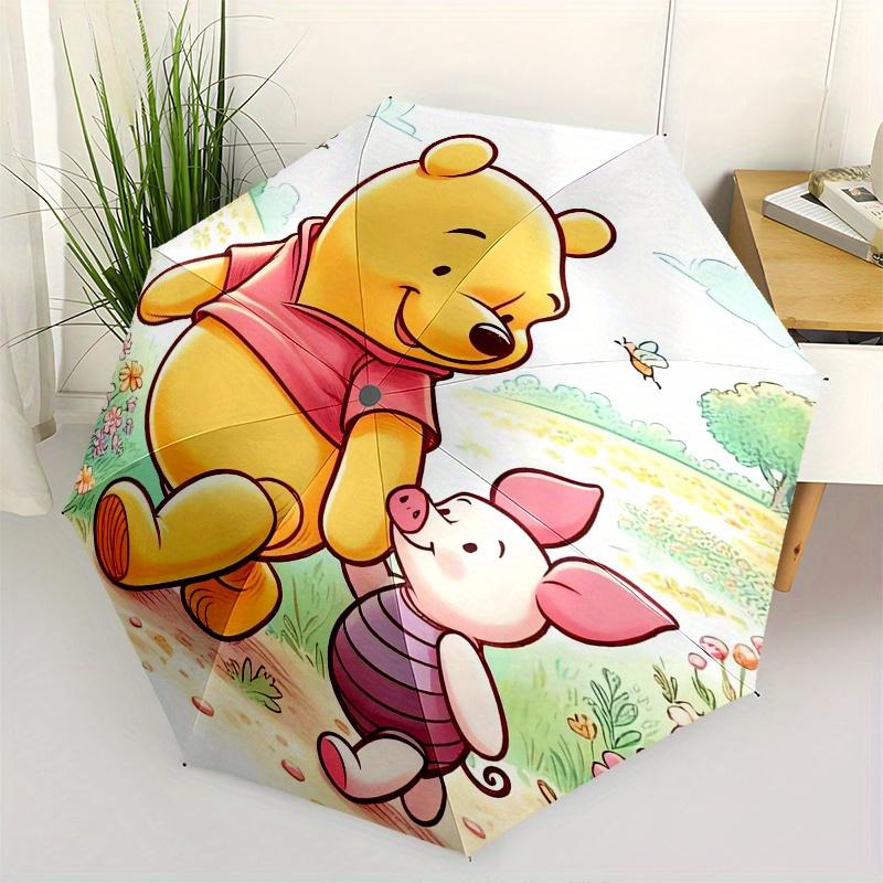 Winnie and Piglet Durable Cartoon Folding Umbrella, Portable 3-Fold Compact Umbrella for Men and Women, Suitable for Travel or Daily Use.U09
