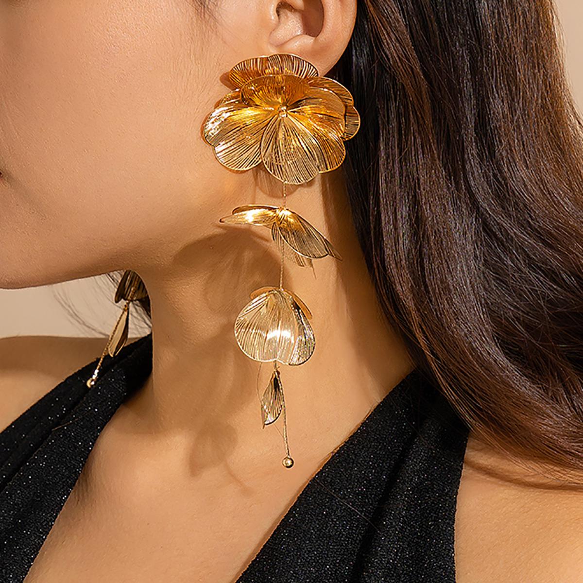 Salircon Богемные Металлические Проволочные Серьги-Подвески с Листьями Гинкго Винтажные Крупные Акцентные Серьги Золотого Цвета Женские Модные Украшения