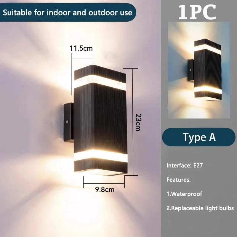 

Настенный светильник вверх-вниз светодиодный уличный настенный светильник сменная лампочка крыльцо водонепроницаемый наружный светильник бра для балкона садовая лестница Square 1 layers NO Bulb чёрный