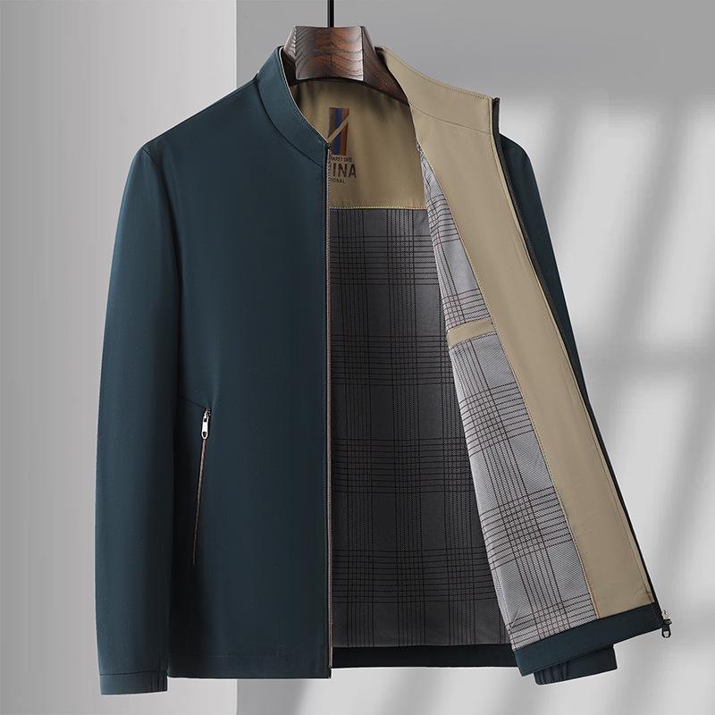 2026 Spring Men's Stand-up Collar Windproof Business Jacket - Mid-aged Casual Dad Outerwear
