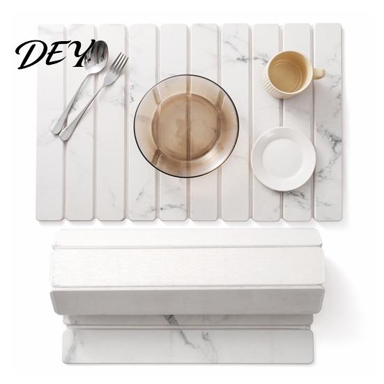 Fast Drying Kitchen Accessories Diatomaceous Dish Mat, Collapsible Absorbent Drain Pad, Countertop Pad Heat Resistant Multipurpose for Practical Gift