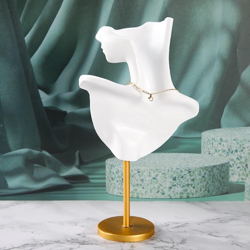 Chic Neck Model Stand Chic Necklace Bust Stand Jewelry Model Organizer Earrings Display Stand Resin Texture for Jewelry