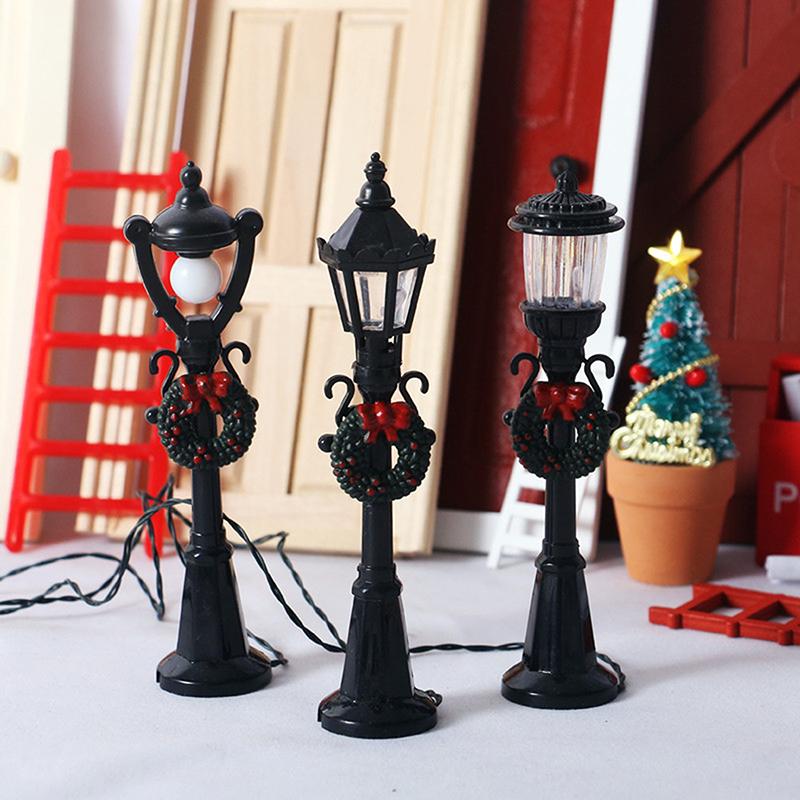1PC/5PCS Dollhouse Miniature Christmas Park Street Lamp Doll Streetlight Decor Mini Garden Landscape Village Decoration DIY Toys