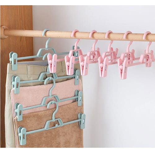 UN Skirt Hanger, 15-Piece Pants Hanger, Non-Slip, Adjustable, Space-Saving, Clip-On, 360-Degree Rotation (Ivory)