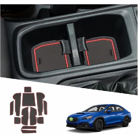 

2022-2025 WRX Door Slot Mats for Subaru WRX Accessories 12PCS/Sets Non-Slip Dust Interior Mats Center Console Liner Mats Compatible with 2022 2023 Six-speed manual transmis