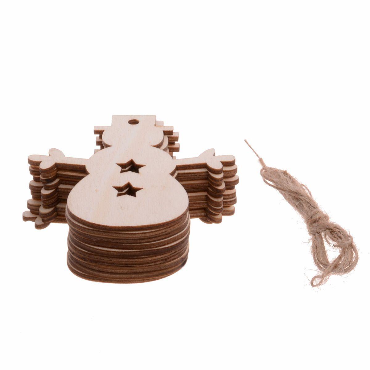 

10 шт./компл. снежинка звезда Санта Клаус сапоги колокольчики рождественская елка подвесные деревянные украшения вечеринка рождественские украшения для дома 5