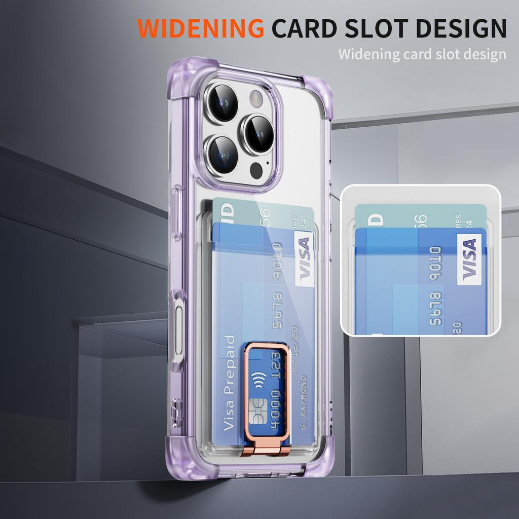 Capa para Celular Porta-Cartões 2 em 1 Transparente Anti-queda Capa para Celular Botão Galvanizado Capa para Celular para Apple