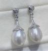 classic pair of 10-13mm south sea drop white pearl dangle earring 925s
