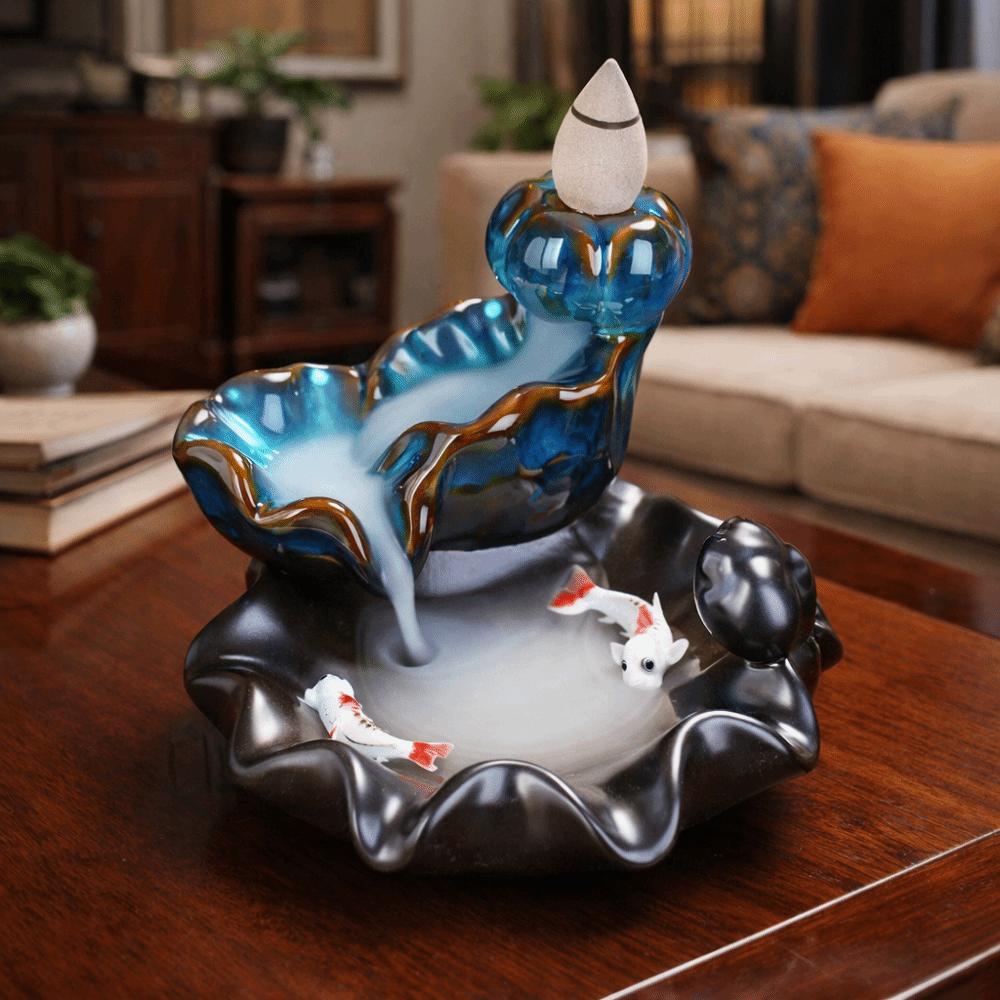 Lotus-Form Keramik Räuchergefäß Mini Lotus Räuchergefäß Rückfluss Räucherstäbchenhalter Yoga Raum