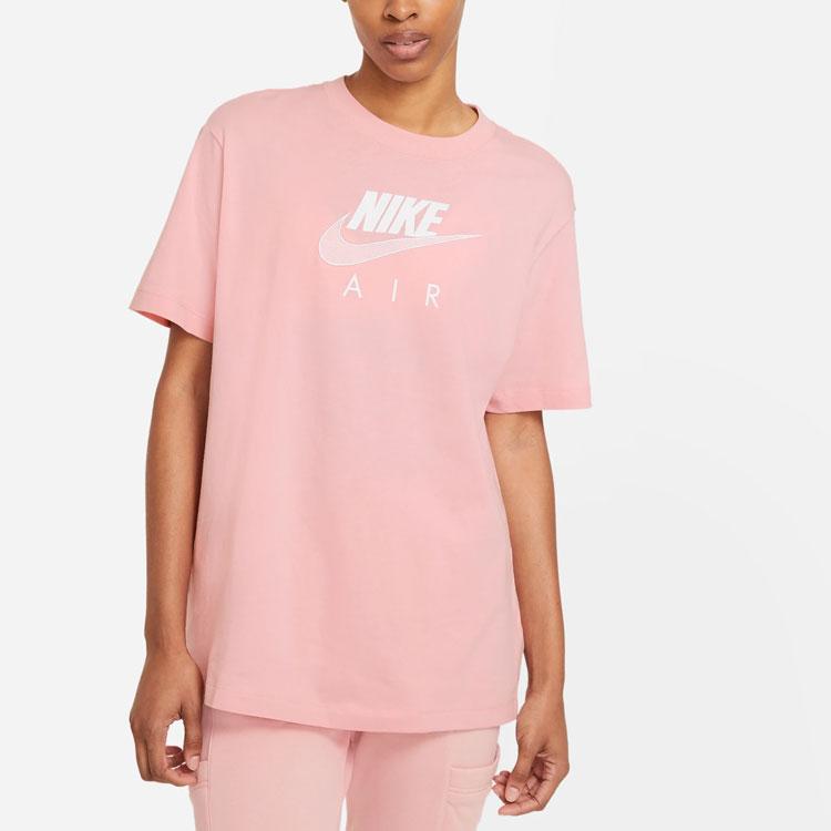 Nike Air Logo Casual Sport Short Sleeve T-Shirt Women Tops Pink CZ8615-630