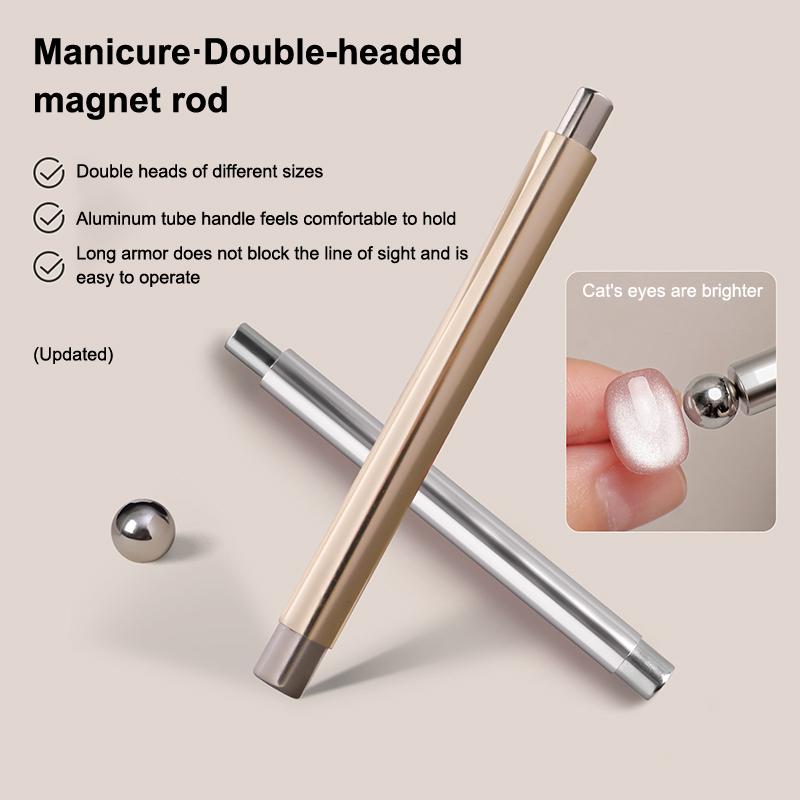 Nail Art Magnetic Stick Cat Eye Magnetic Ball Aluminum Handle Cylindrical Uv Gel Magnet Tools Double End Nail Design Tools