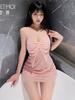 Feimu Pink Girl Butterfly Dress Elegant Sexy Pure Desire Hanging Neck Sweet Mesh Lace Transparent Fashion Women Dress Jro0