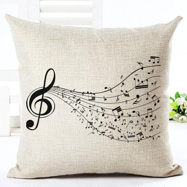 Retro Noten Kussensloop Katoen Linnen Creatief Vintage Muzieknoten Decoratief Kussensloop Piano Kussensloop Voor Bankhoes Zt62