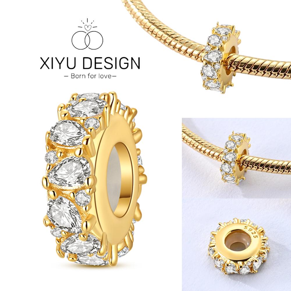 

Copper Golden Water Droplet Zircon Fixing Clip Bead Original Bead For Jewelry Making Charms Diy Bracelet Necklace Women Gift белый