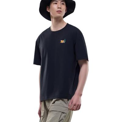 Outdoor-Serie Sport Lässig Einfach Einfarbig Rundhals Pullover Locker Kurzarm T-Shirt Herren T-Shirts Basic-Schwarz 952526102-6