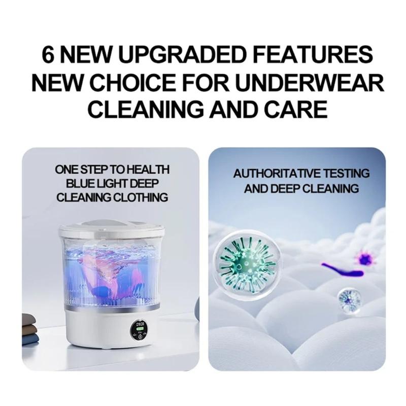 Compact Cordless Laundry Washer with Built In Battery for Delicate Clothes Dormitory Camping Water Saving Technology