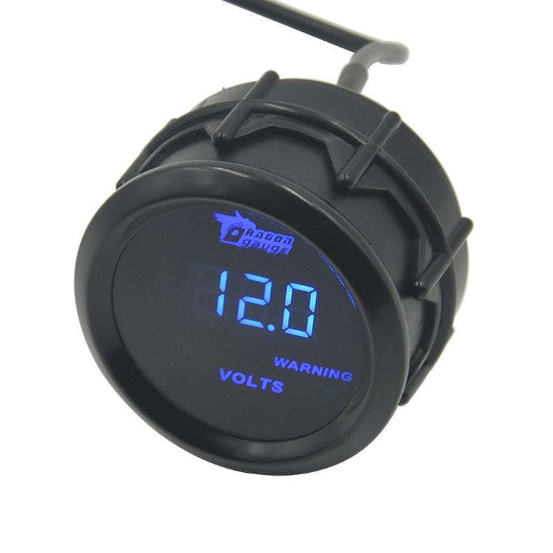 Dragon 52mm Blue LED BackLight Auto Car Motorcycle 12V Digital Voltage Volt Gauge Measurement Range 8-18V Meter