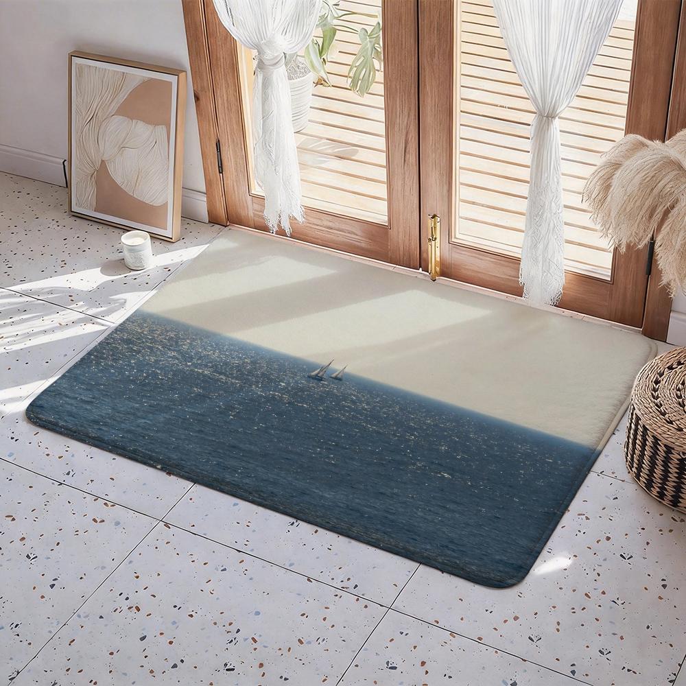 Style S Nautical Floor Mat Eco Flannel Doormat Non Slip Odorless Indoor Floor Rug Soft Short Plush Home Mat