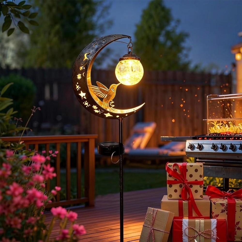 Floor Insertion Hummingbird Moon Light Solar Powered Lawn Lamp Pathway Patio