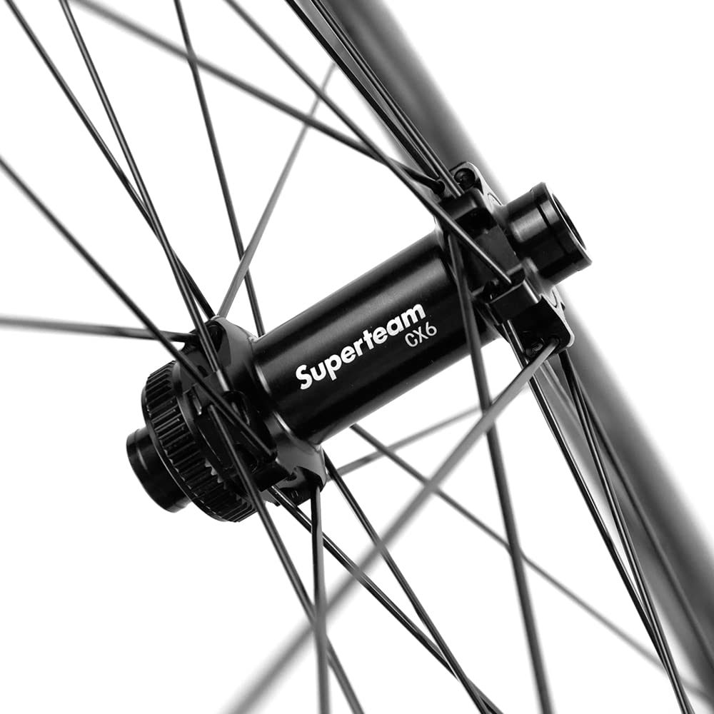 SUPERTEAM Tubeless Disc Brake Road Bike Wheelset with 25mm 700c Carbon Wheels 45/50/65mm (45/25mm)