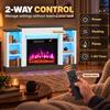 Electric Fireplace TV Stand 138cm, LED Strips, Adjustable Flame Effect, 6 Shelves, Entertainment Center Console Table