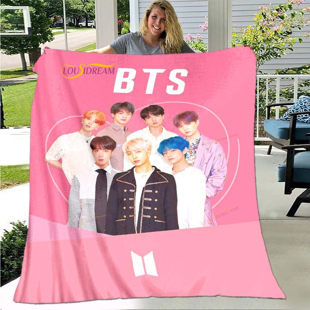 BTS 3D Kpop Bangtan Boys Couverture de lit Bureau Maison Randonnée Pique-nique Couette Épaisse Couvre-lit Tendance Couverture en Flanelle