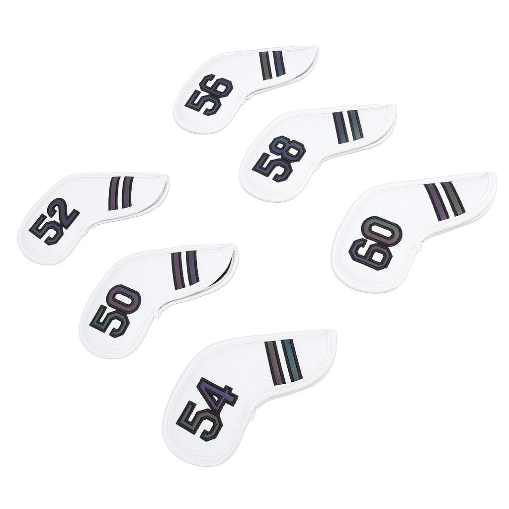 6PCS Golf Club Head Covers PU Leather Abrasion Resistant Clear Numbers Golf Iron Covers Set for
