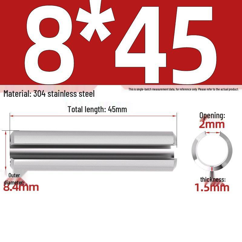 304 Stainless Steel Slotted Spring Pin, Cylindrical Shaft Pin, Locating and Hollow Pin (M5-M12)