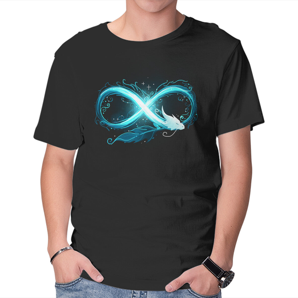 Unisex Crew Neck T-Shirt Infinity Dragon Graphic Short Sleeve Casual Tee XXXXL