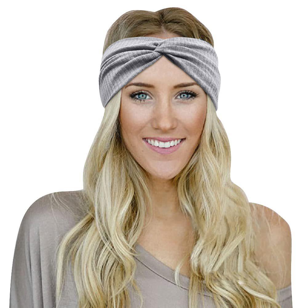 Kvinnor Flickor Enfärgade Hårband Stickade Bomullspannband Vintage Kors Turban Bandana Hårband Håraccessoarer